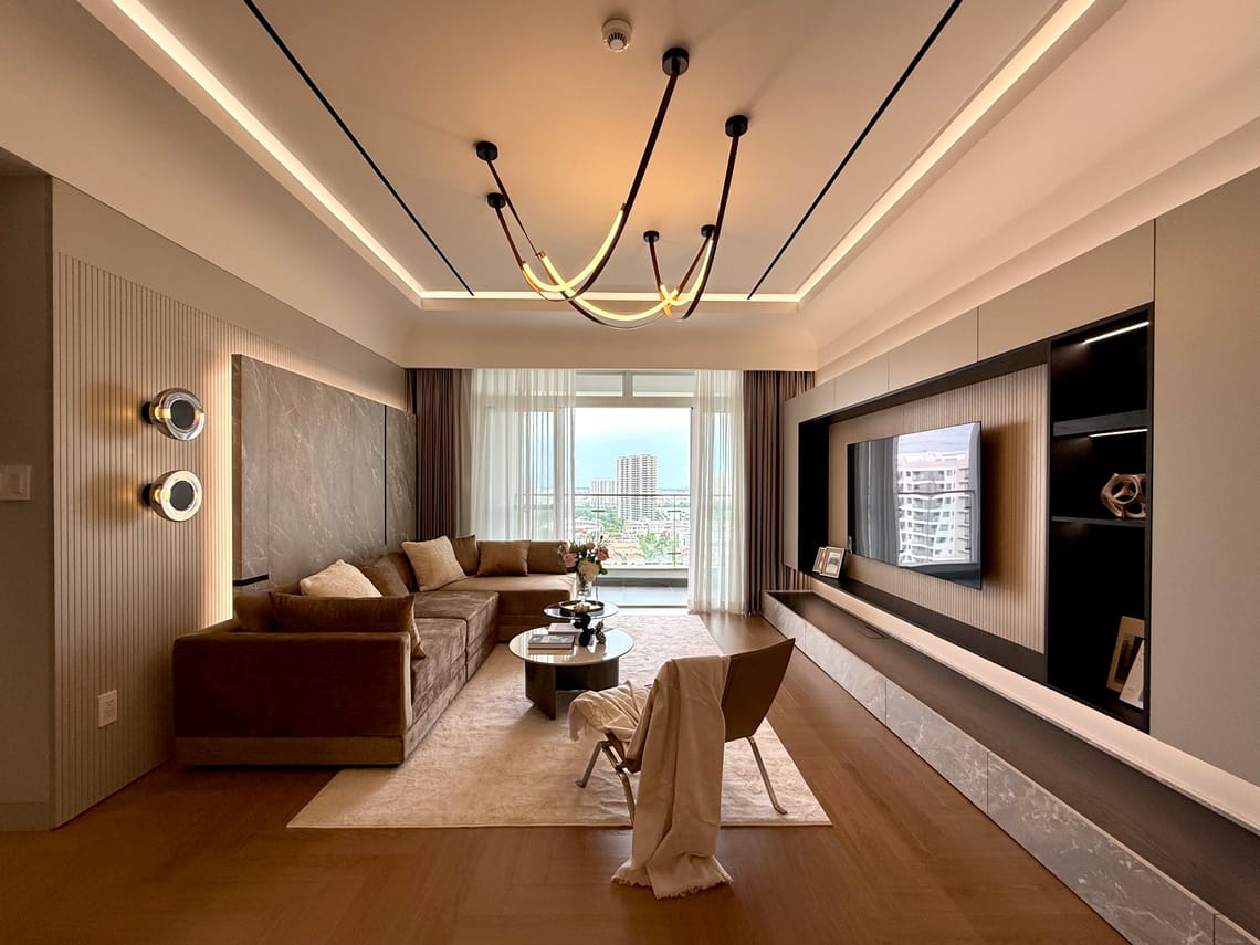 Căn hộ 3 phòng ngủ Riverside Residence với đầy đủ nội thất ấm áp hiện đại